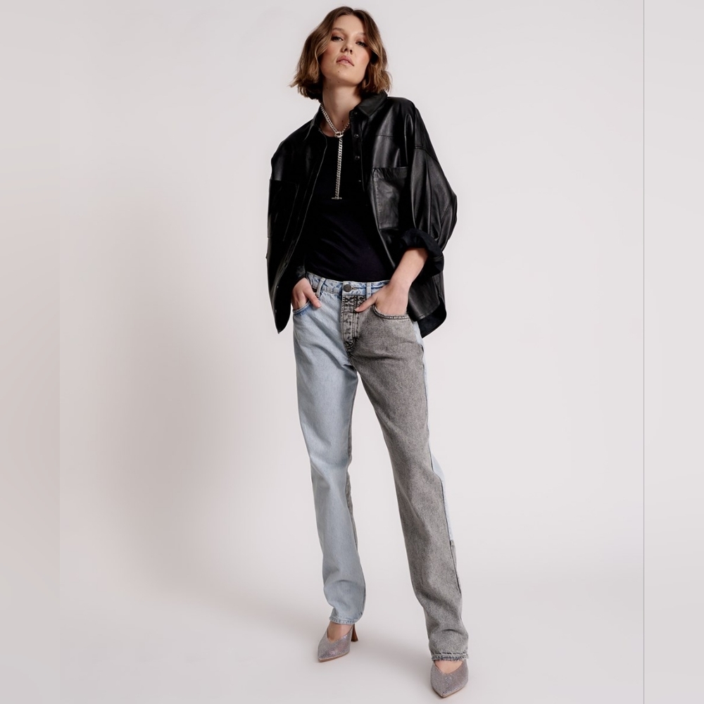 Free People Two-Tone Women Jeans - Light Blue and Gray